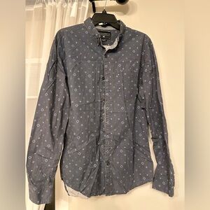 Billabong Men's Dark Blue Button-Down with Light Blue Micro-Print